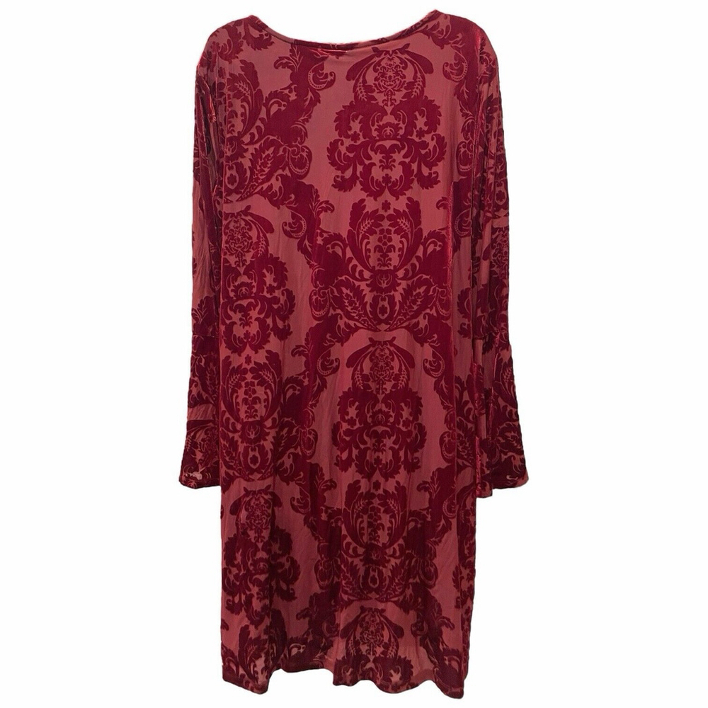 NWT Signature by Robbie Bee Womens XL Sheath Dress Red Velvet Split Bell Sleeve - Picture 6 of 16